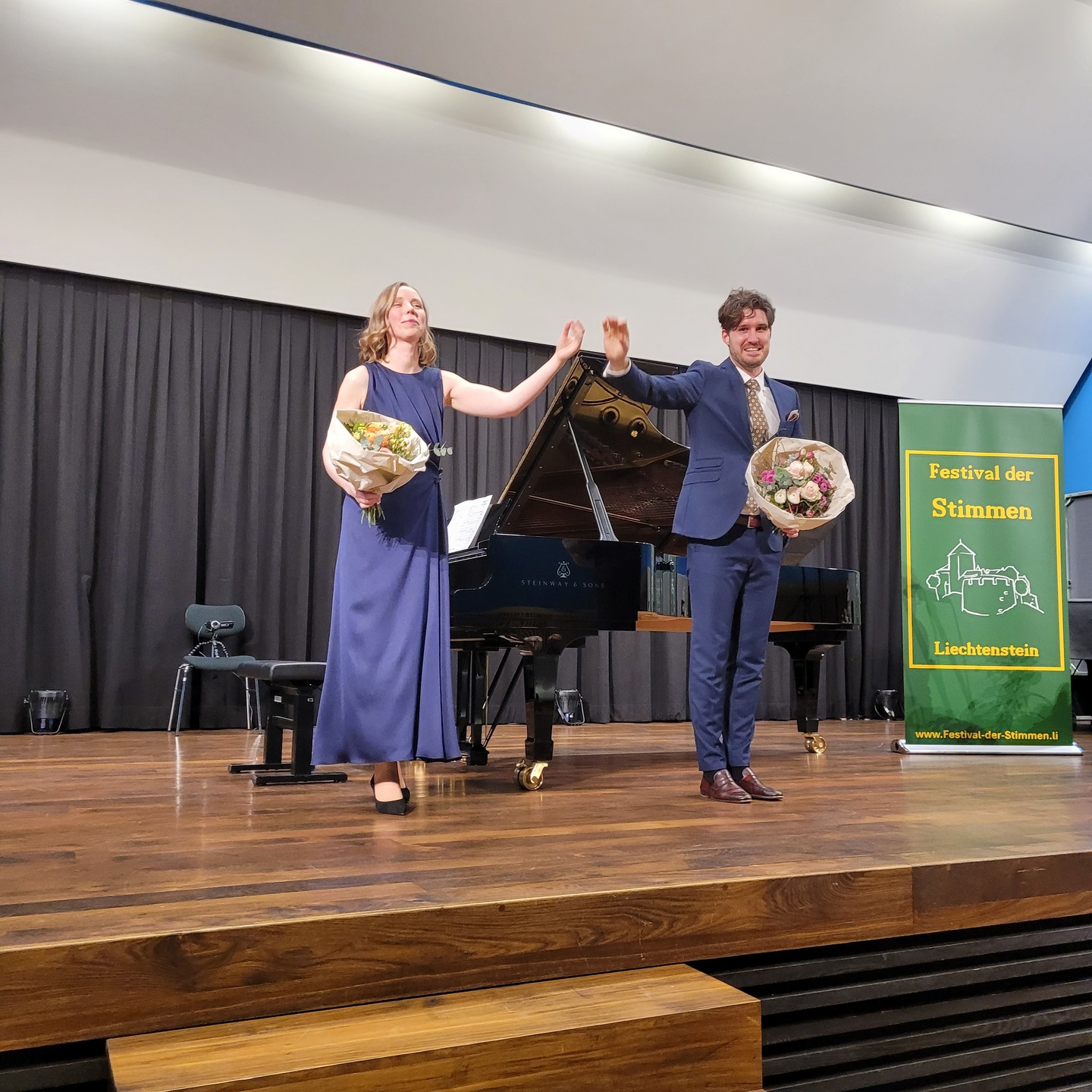Ein fantastischer Aufbruch des Festivals mit begeistertem Publikum in Triesen. Die schöne Müllerin von Franz Schubert mit Gerrit Illenberger, Bariton und Evgenia Fölsche, Klavier.